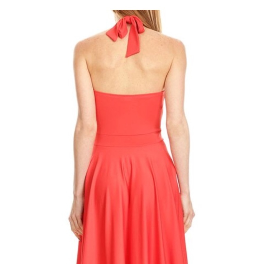 Coral Pleated Halter Dress - Picture 3 of 4
